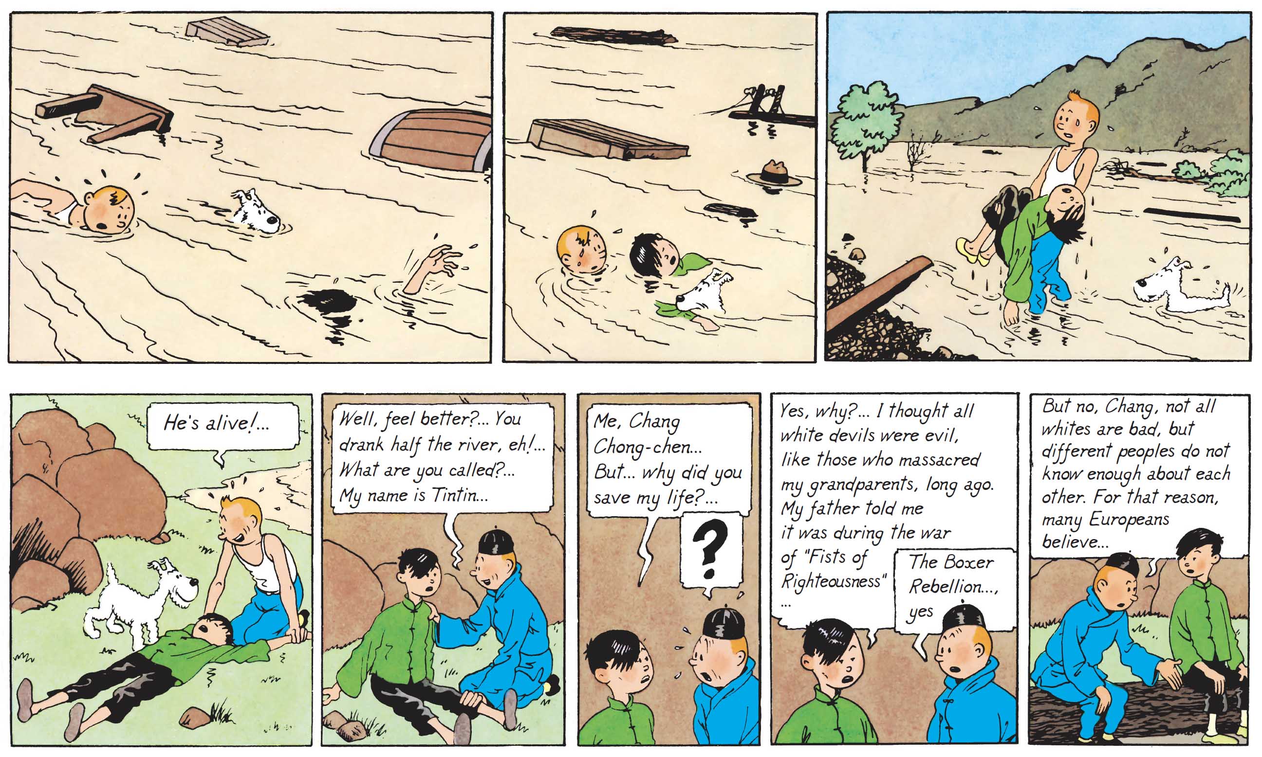 Tchang et Tintin dans le Lotus Bleu